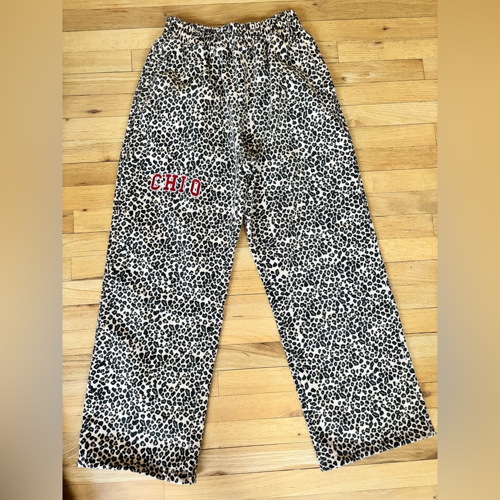 MITCH FLIPPO MFG Leopard Print Lounge Pants with CHI O Chi Omega